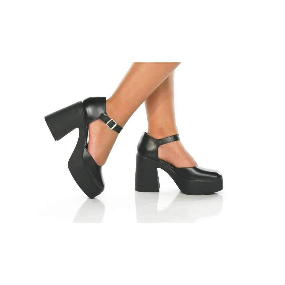 Free People Black Chunky Heels